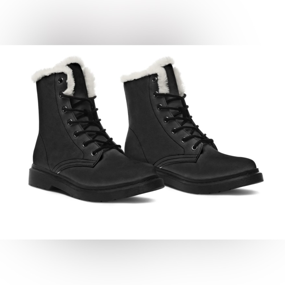 Rogue + Wolf Pitch Black Winter boots Vegan Leather Doc-Style Boots Goth